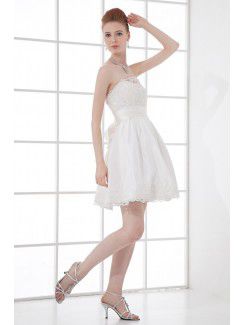 Satin Strapless A-line Short Sash Cocktail Dress