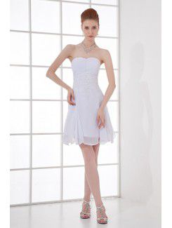 Chiffon Strapless Sheath Short Embroidered Cocktail Dress