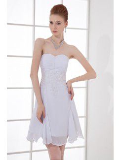 Chiffon Strapless Sheath Short Embroidered Cocktail Dress