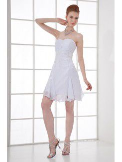 Chiffon Strapless Sheath Short Embroidered Cocktail Dress