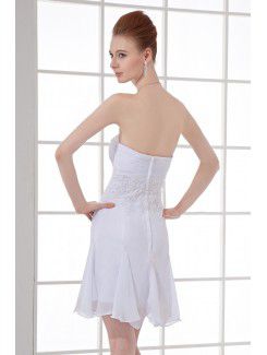 Chiffon Strapless Sheath Short Embroidered Cocktail Dress