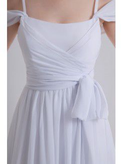 Chiffon Scoop Column Floor Length Sash Wedding Dress