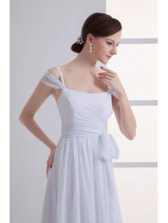 Chiffon Scoop Column Floor Length Sash Wedding Dress