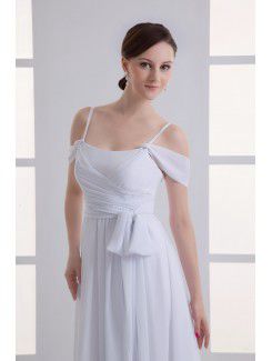 Chiffon Scoop Column Floor Length Sash Wedding Dress