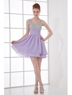 Chiffon Sweetheart Corset Short Sequins Cocktail Dress