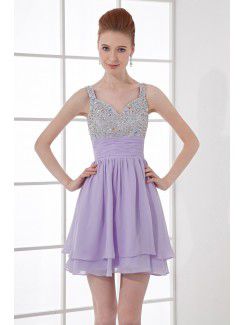 Chiffon Sweetheart Corset Short Sequins Cocktail Dress