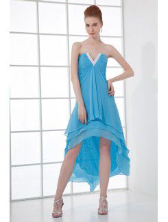 Chiffon v-ausschnitt spalte cocktailkleid