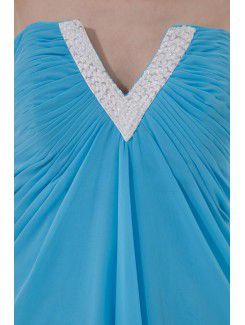 Chiffon V-Neckline Column Cocktail Dress