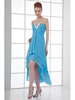 Chiffon V-Neckline Column Cocktail Dress