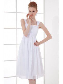 Chiffon Square Column Knee-length Cocktail Dress