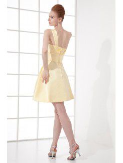 Satin One-Shoulder Sheath Short Hand-made Flower Cocktail Dress