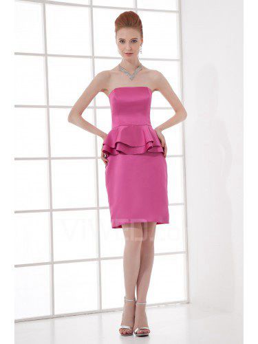 Satin Strapless Sheath Cocktail Dress