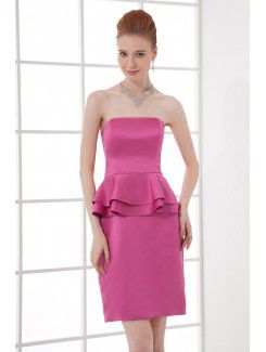 Satin Strapless Sheath Cocktail Dress