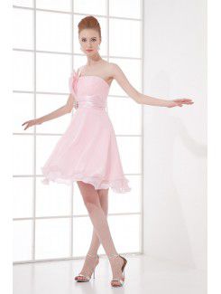 Chiffon strapless kappe knelang cocktail kjole