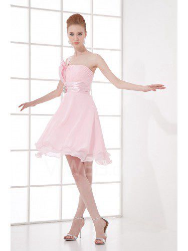 Chiffon Strapless Sheath Knee-length Cocktail Dress