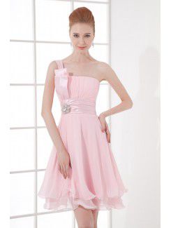 Chiffon Strapless Sheath Knee-length Cocktail Dress