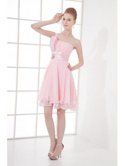 Chiffon Strapless Sheath Knee-length Cocktail Dress