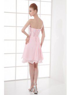 Chiffon Strapless Sheath Knee-length Cocktail Dress