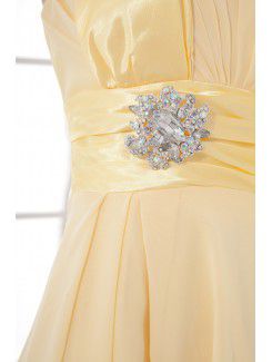 Chiffon One-Shoulder Corset Short Sash Cocktail Dress