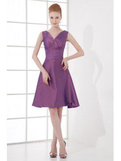 Taffeta V-Neckline A-line Cocktail Dress