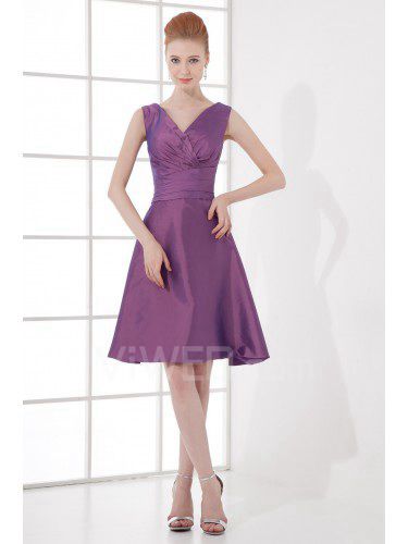 Taffeta V-Neckline A-line Cocktail Dress