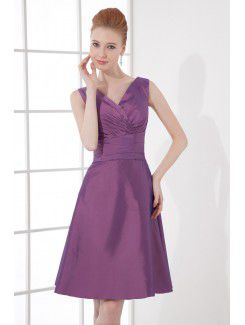 Taffeta V-Neckline A-line Cocktail Dress