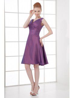 Taffeta V-Neckline A-line Cocktail Dress