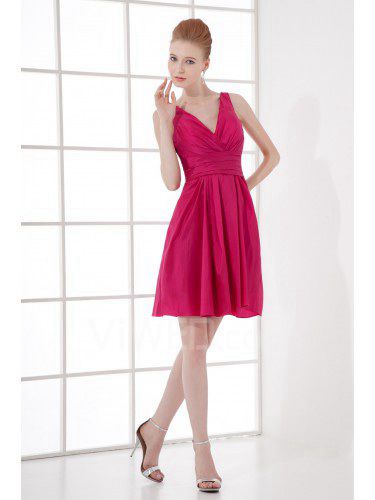 Taffeta V-Neckline Sheath Cocktail Dress