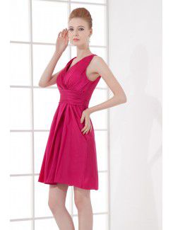 Taffeta V-Neckline Sheath Cocktail Dress