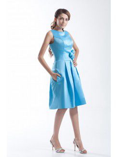 Satin Jewel Knee Length Column Cocktail Dress