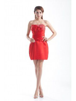 Satin Scoop Short Sheath Embroidered Cocktail Dress