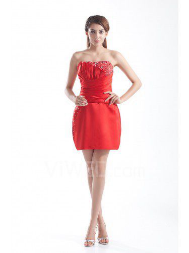 Satin Scoop Short Sheath Embroidered Cocktail Dress