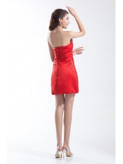 Satin Scoop Short Sheath Embroidered Cocktail Dress