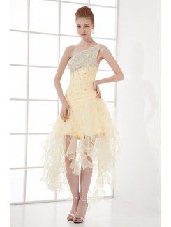 Chiffon asymmetrisk kappe korte pailletter cocktail kjole