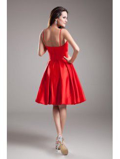 Satin Spaghetti Knee Length A-line Bow Cocktail Dress