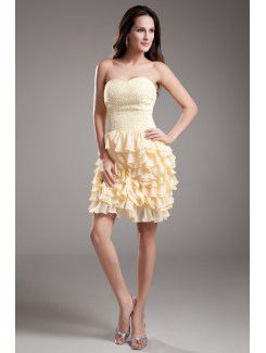 Chiffon Sweetheart Short Sheath Embroidered Cocktail Dress