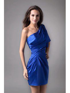 Satin Asymmetrical Short Sheath Cocktail Dress