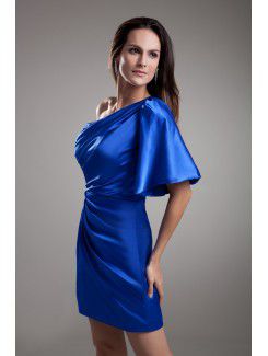 Satin Asymmetrical Short Sheath Cocktail Dress