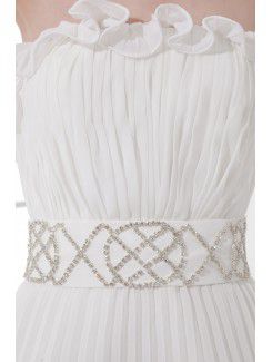 Chiffon Strapless Column Short Sequins and Sash Cocktail Dress