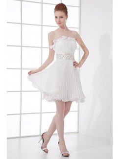 Chiffon Strapless Column Short Sequins and Sash Cocktail Dress