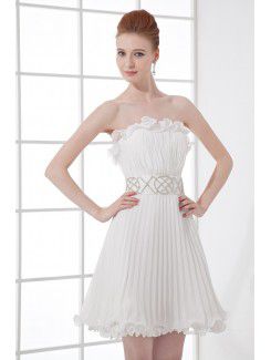 Chiffon Strapless Column Short Sequins and Sash Cocktail Dress