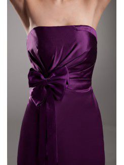 Satin Strapless Short Sheath Bow Cocktail Dress