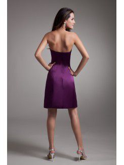 Satin Strapless Short Sheath Bow Cocktail Dress