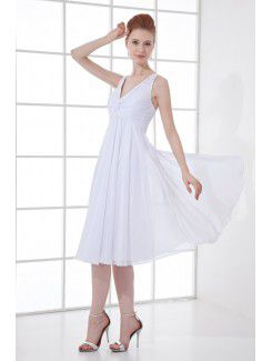 Chiffon V-Neckline Column Knee-Length Sequins Cocktail Dress