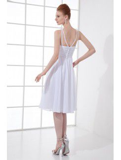 Chiffon V-Neckline Column Knee-Length Sequins Cocktail Dress