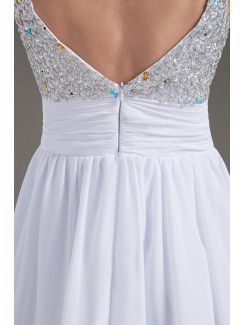 Chiffon Sweetheart Corset White Short Sequins Cocktail Dress