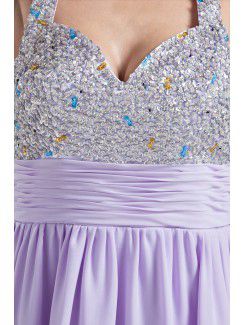 Chiffon Sweetheart Corset Purple Short Sequins Cocktail Dress