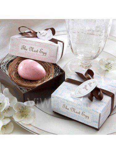 Sapone uovo nel nido baby shower favore