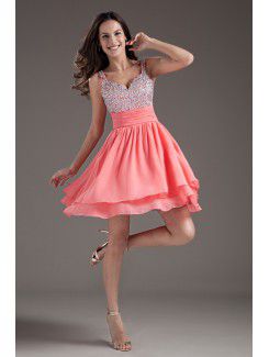 Chiffon liebsten korsett rosa kurzen pailletten cocktailkleid