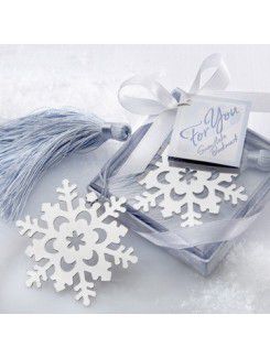 Silver Finish Snowflake Bookmark With Ice Blue Tassel